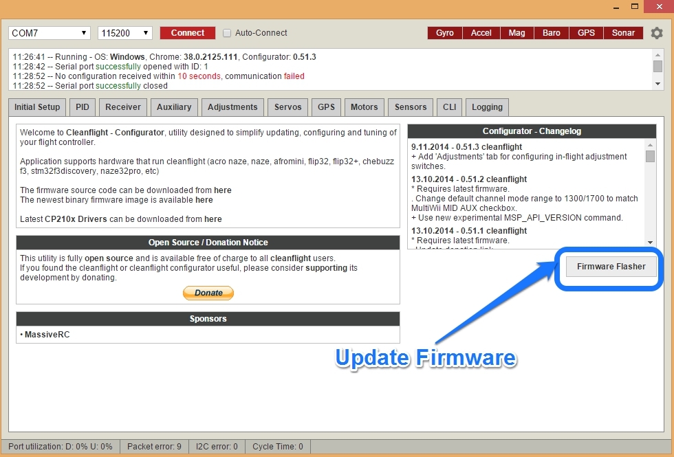 how to flash cleanflight firmware