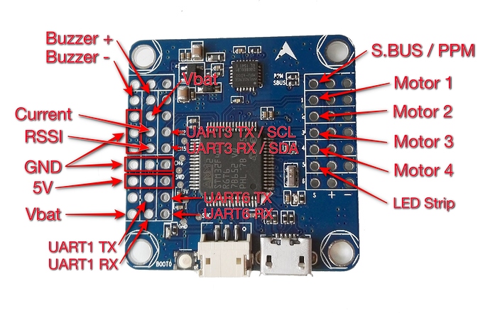 Flip32-F4-Flight-Controller-pinout