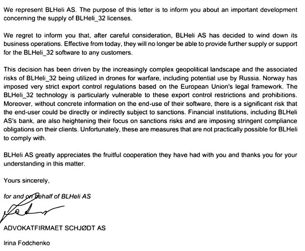 BLheli-32 letter